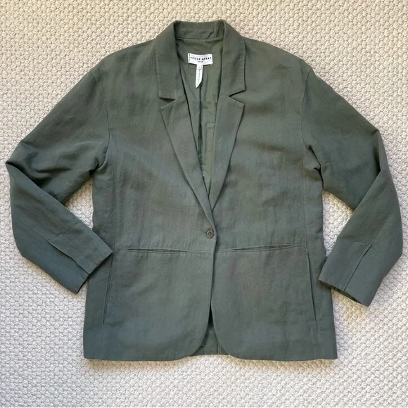Apiece Apart oversized olive green linen blend blazer - Picture 3 of 16